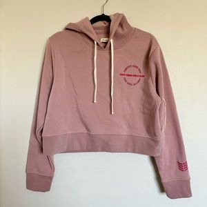 Brooklyn Cloth Pink Good Vibes Girls Club Crop Hoodie Sweatshirt Size Large